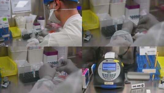 医务人员在移动实验室分析试剂盒高清在线视频素材下载