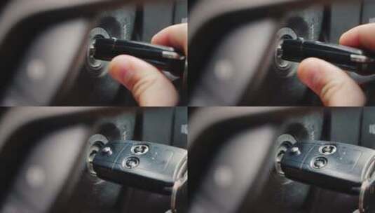 司机转动车钥匙高清在线视频素材下载