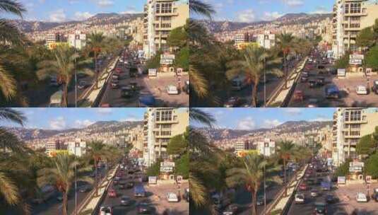 交通堵塞了黎巴嫩贝鲁特的道路高清在线视频素材下载