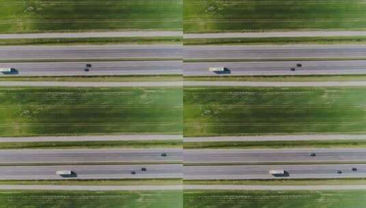 汽车通过公路的鸟瞰图高清在线视频素材下载