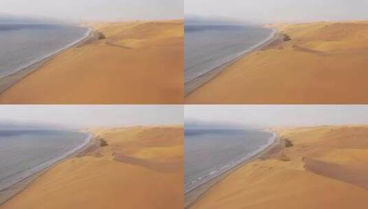航拍下的海岸和广阔的沙丘高清在线视频素材下载
