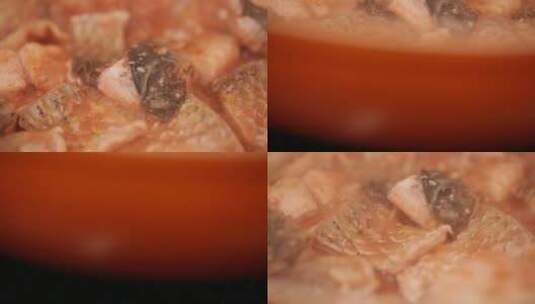 腐乳炖鱼腐乳烧鱼块高清在线视频素材下载