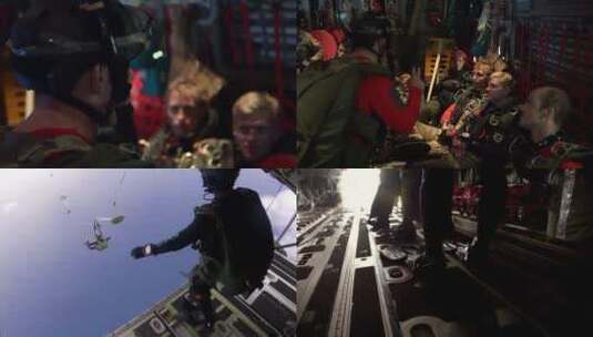 伞兵在模拟海上救援任务高清在线视频素材下载