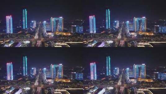 航拍东莞国贸中心城市夜景高清在线视频素材下载