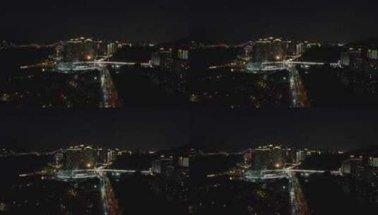 航拍福建厦门城市夜景交通高架桥高清在线视频素材下载
