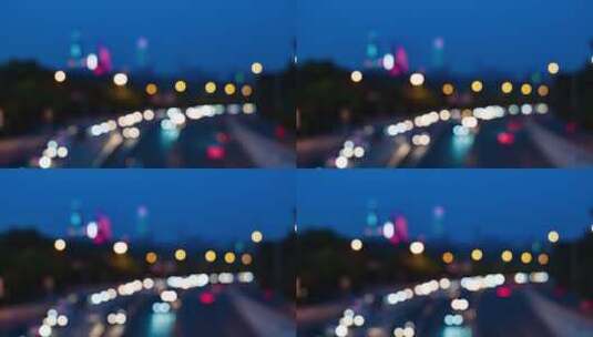 繁忙的道路城市街景霓虹灯光斑高清在线视频素材下载