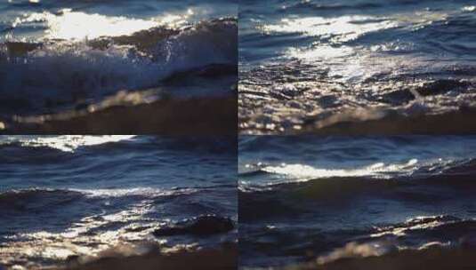 四倍慢动作海浪波浪忧郁冷色调空镜高清在线视频素材下载
