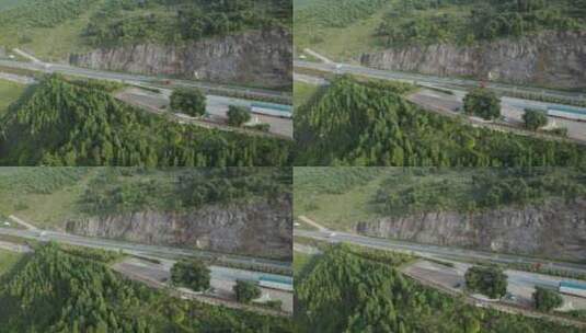 云南山区地形开山而建的高速公路高清在线视频素材下载