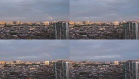 广州清晨双彩虹震撼景观延时摄影高清在线视频素材下载