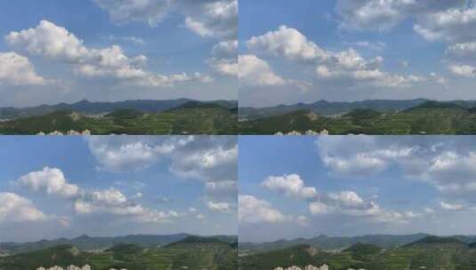 山脉上俯瞰蓝天白云流动延时摄影高清在线视频素材下载