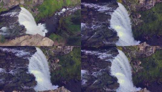 白色瀑布大自然风景缓缓流淌高清在线视频素材下载