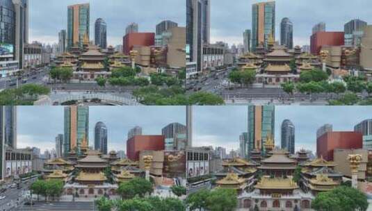 上海静安寺航拍高清在线视频素材下载