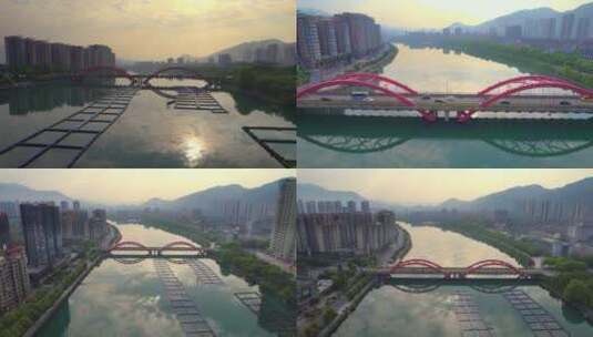 4k航拍湖南郴州市资兴市东江河大桥高清在线视频素材下载