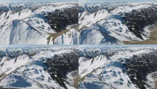 夹金山冬天里白雪覆盖航拍高清在线视频素材下载