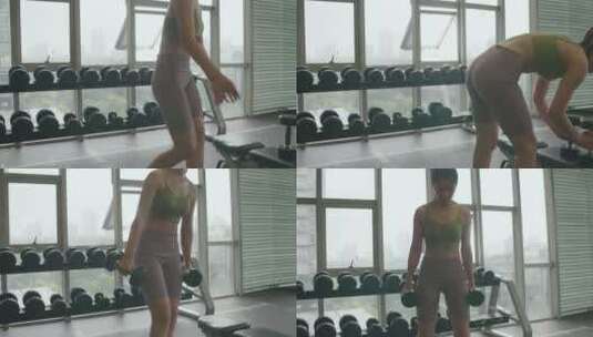 健身房里锻炼身体的亚洲女孩高清在线视频素材下载