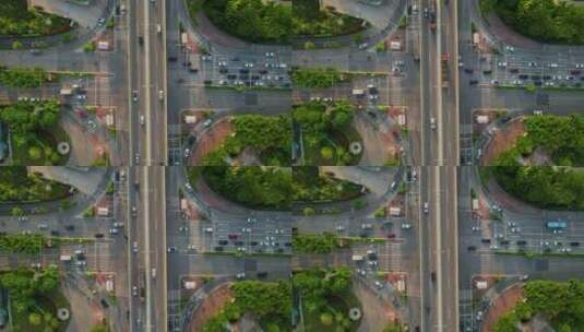 航拍城市路口交通景观高清在线视频素材下载