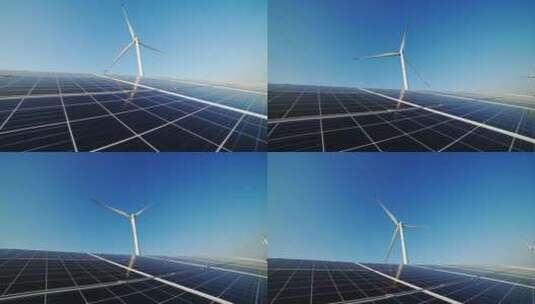 风力涡轮机和太阳能电池板高清在线视频素材下载