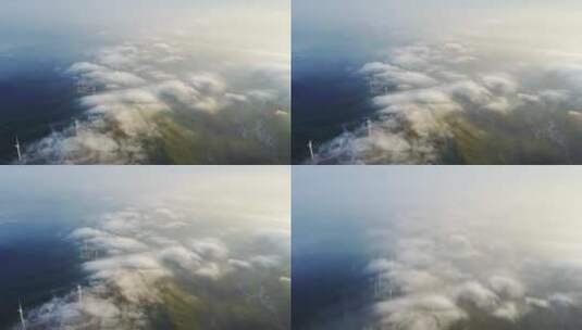 中国风力发电机群 云海景观高清在线视频素材下载