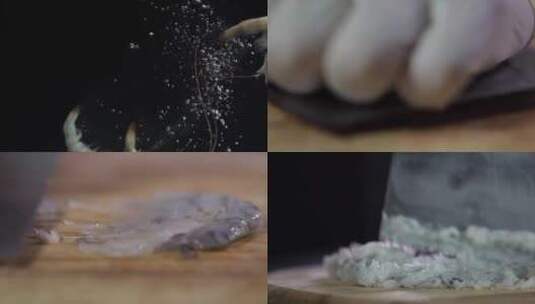 大虾活虾 火锅虾滑制作 纯虾肉丸子高清在线视频素材下载