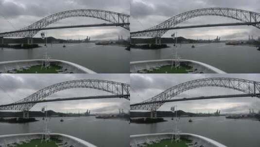 从船上拍跨河大桥高清在线视频素材下载