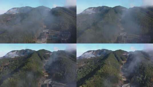 江西某地航拍大山深处村庄森林云海大远景高清在线视频素材下载