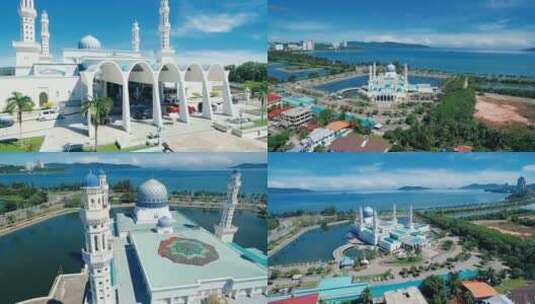 清真寺 印尼西亚 东南亚 海边清真寺 寺庙高清在线视频素材下载