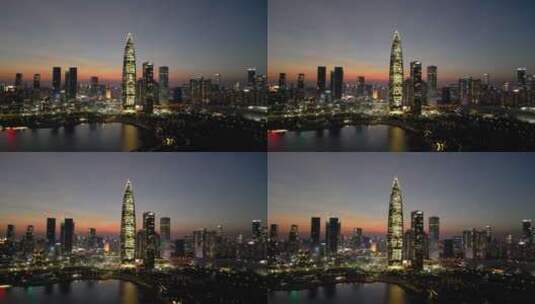 深圳人才公园夜景灯光秀航拍高清在线视频素材下载