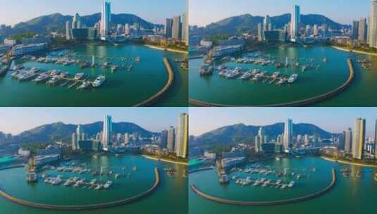 深圳南山蛇口海上世界游艇会航拍高清在线视频素材下载