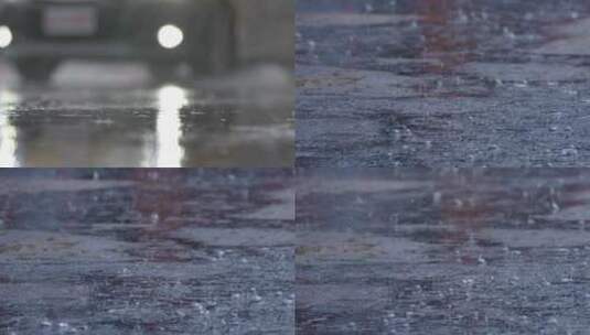 暴雨天气地面水花镜头一组高清在线视频素材下载