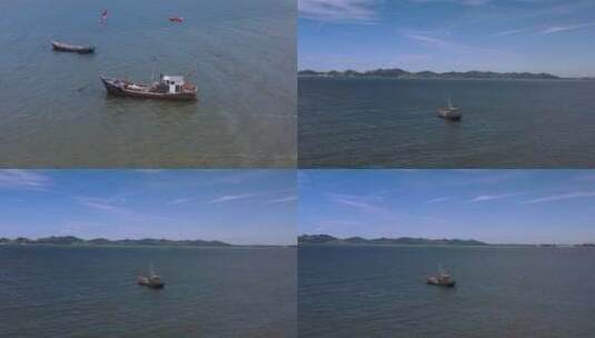 海边渔船航拍 渔船  海边  海滩 沙滩渔船高清在线视频素材下载