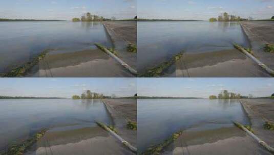 被洪水淹没的道路高清在线视频素材下载