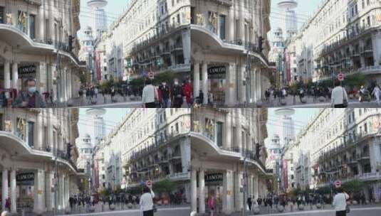 上海步行街商业街国贸中心高清在线视频素材下载