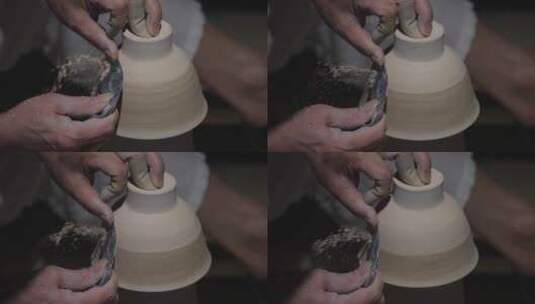 江西景德镇手工工匠现场制作陶瓷瓷器高清在线视频素材下载
