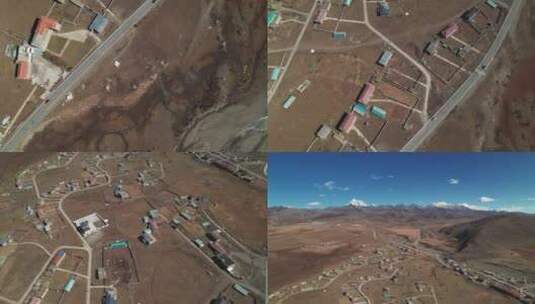 航拍俯瞰川西塔公草原的藏族村庄高清在线视频素材下载