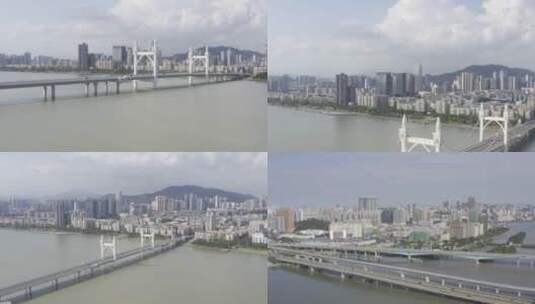 广东珠海珠港澳大桥跨海航拍空境高清在线视频素材下载