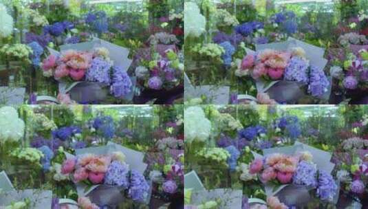 花店里各种美丽鲜花高清在线视频素材下载