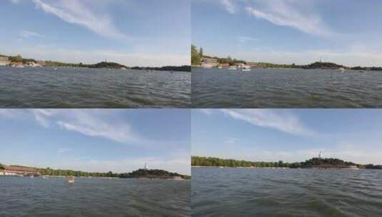 水面 湖面 划船 坐船 水天一色高清在线视频素材下载