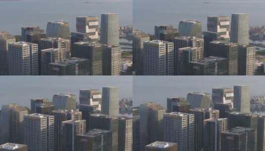 4K厦门观音山写字楼CBD城市高楼航拍高清在线视频素材下载