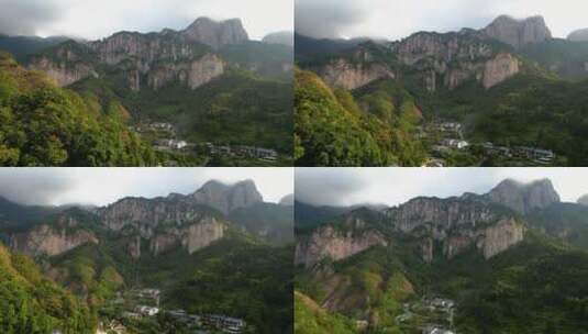 航拍5A景区雁荡山大龙湫景观区千佛岩高清在线视频素材下载