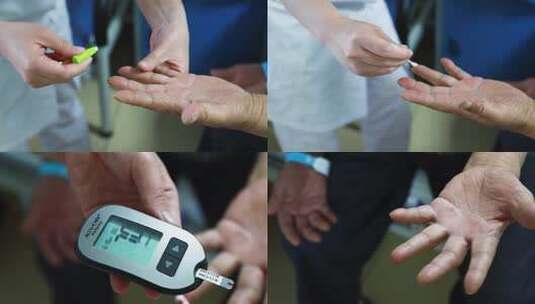 职业简约医生给病人测血糖高清在线视频素材下载