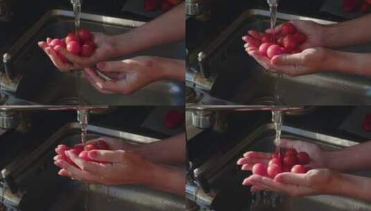 流动水源清洗果蔬的镜头高清在线视频素材下载