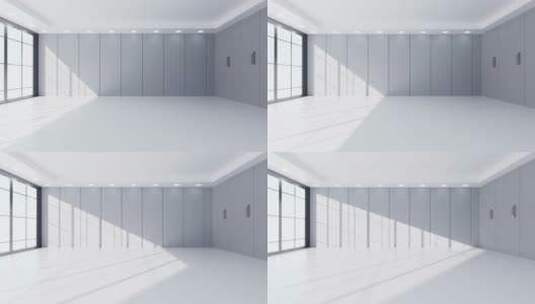 白色室内空房间3D渲染高清在线视频素材下载