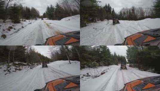 越野车ORV冬季森林雪地驾驶高清在线视频素材下载