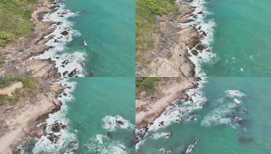 海岛海边海滩海浪潮水拍打礁石高清在线视频素材下载