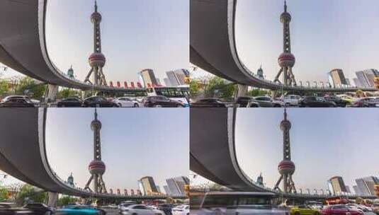 上海东方明珠车流4K高清在线视频素材下载