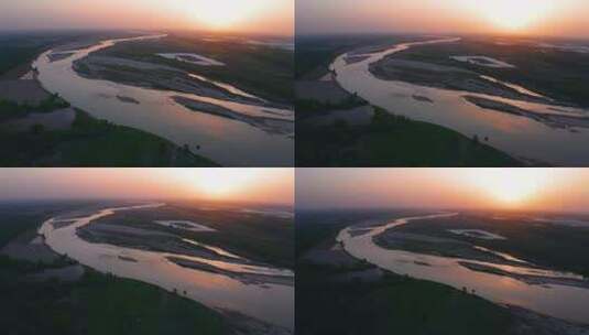 陕西渭河河流落日 河流高清在线视频素材下载