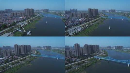 武汉黄陂前川滠水河公园航拍高清在线视频素材下载