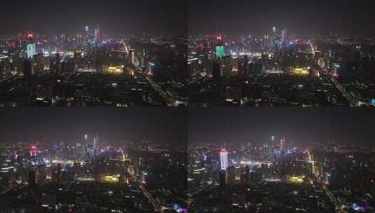 航拍广州CBD城市地标夜景高清在线视频素材下载