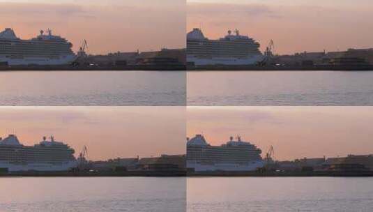大型白色邮轮行驶在海面上高清在线视频素材下载