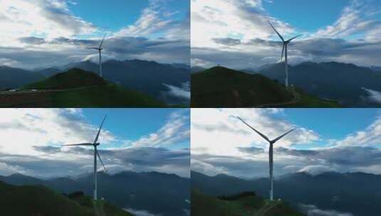 广西北流市四胜顶风力发电航拍空境高清在线视频素材下载